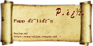 Papp Éliás névjegykártya